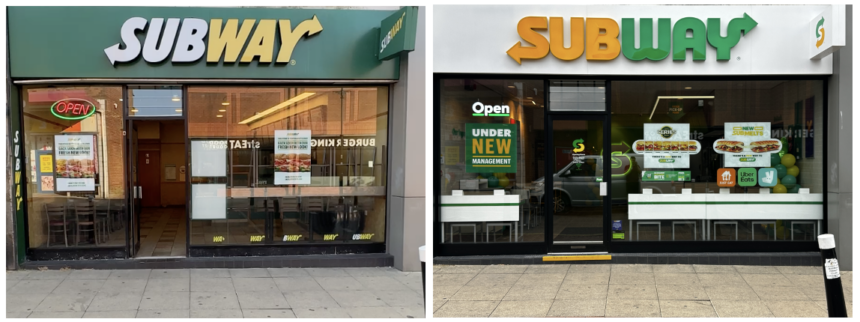before and after of the subway restaurant remodel accrington